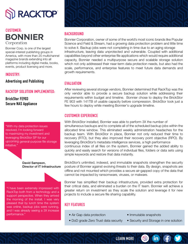 Bonnier Corporation case study — cover page